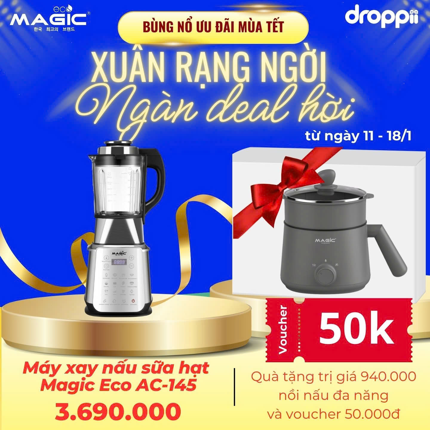 Máy xay nấu sữa hạt đa năng Magic Eco AC-145